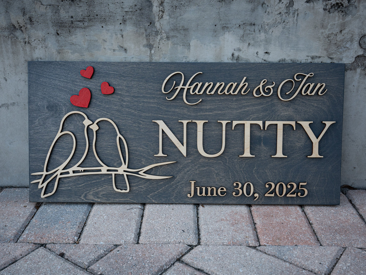 Custom Family Name Sign | Personalized Wooden Wedding Gift | Rustic Last Name Wood Plaque | Established Date Sign |Аnniversаrу (Nutty Style)
