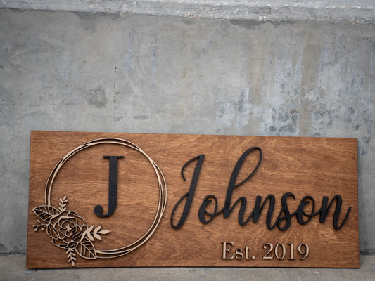 Personalized Wedding Gift Last Name Established Sign Family Name Sign Custom Wood Sign Wooden Anniversary Gift Couple Gift Personalized Sign WoodHarmonyUs