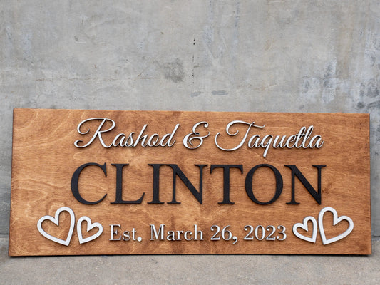 Personalized Wedding Gift Last Name Established Sign Family Name Sign Wooden Sign Custom Wood Sign Anniversary Couple Gift Personalized Sign WoodHarmonyUs