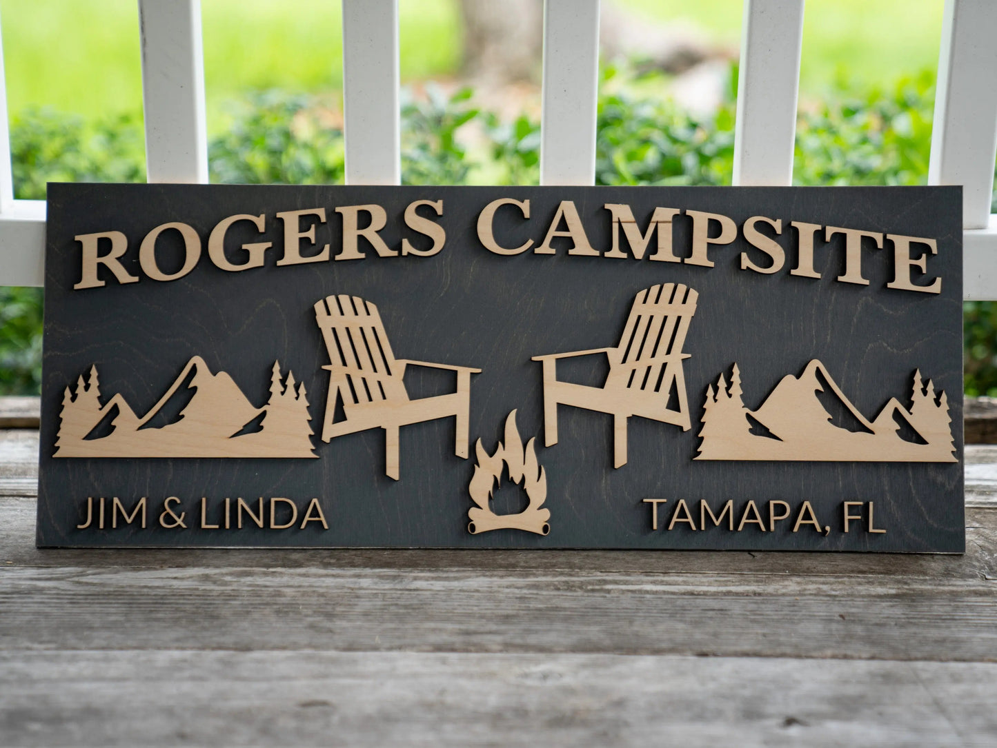 Personalized Wood Campfire Sign | Custom Camping Gifts | Cabin Decor | Camper Decor | Family Name Campsite Sign | Last Name Fire Pit Sign WoodHarmonyUs