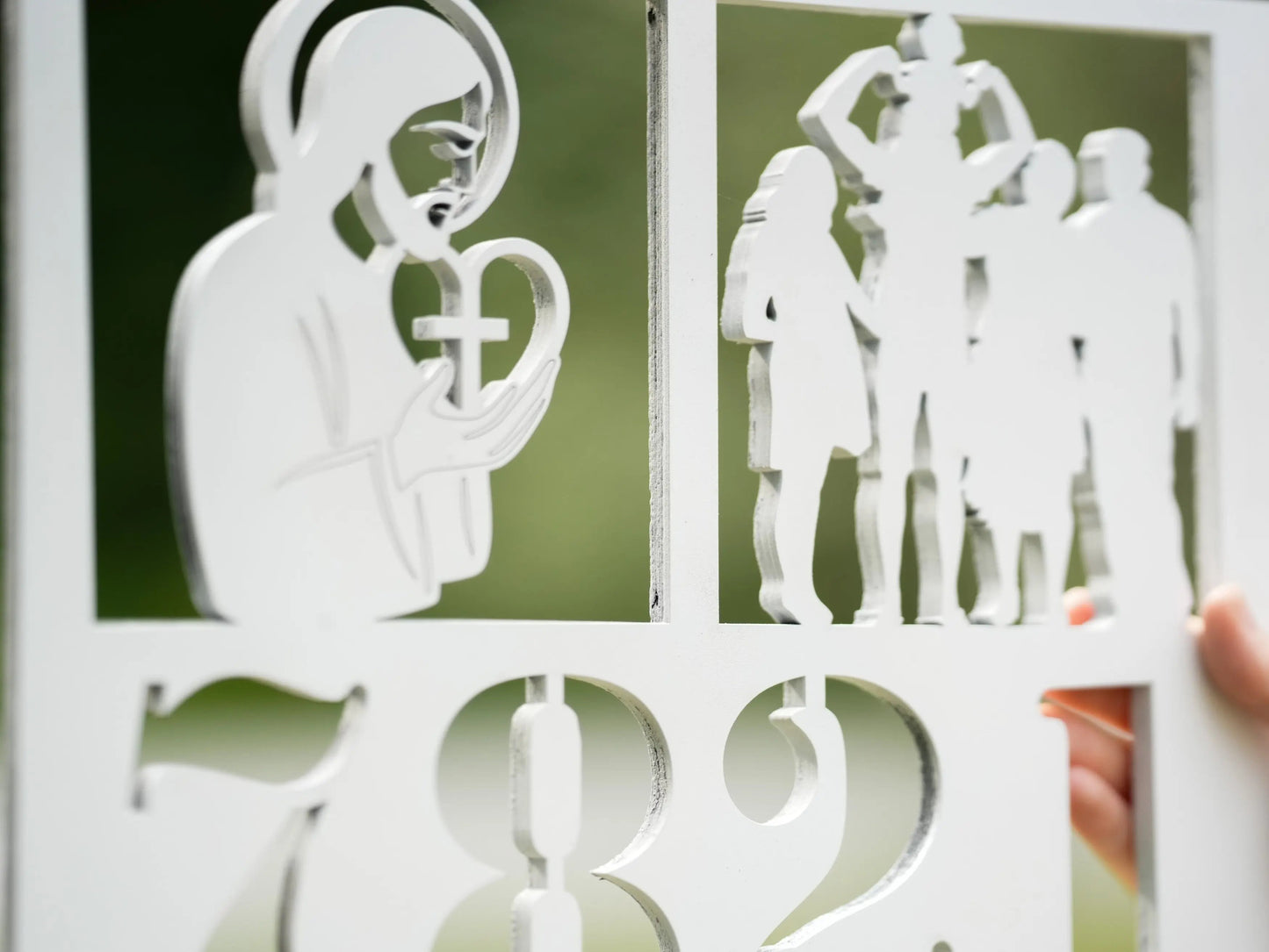 Christian House Number Sign – Jesus & Family – “The Lord Comes First in Our Home” Plywood My Store