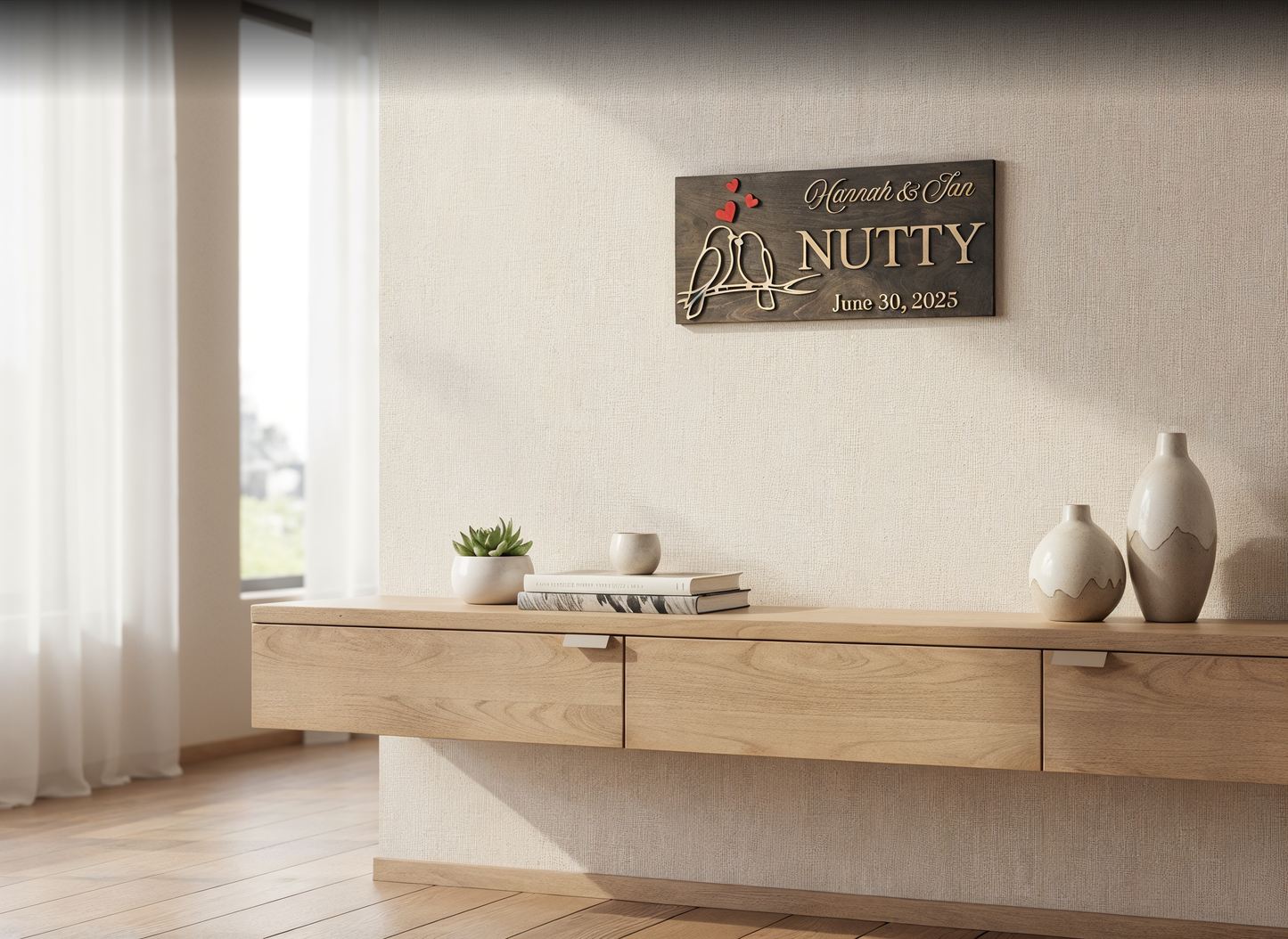 Custom Family Name Sign | Personalized Wooden Wedding Gift | Rustic Last Name Wood Plaque | Established Date Sign |Аnniversаrу (Nutty Style)
