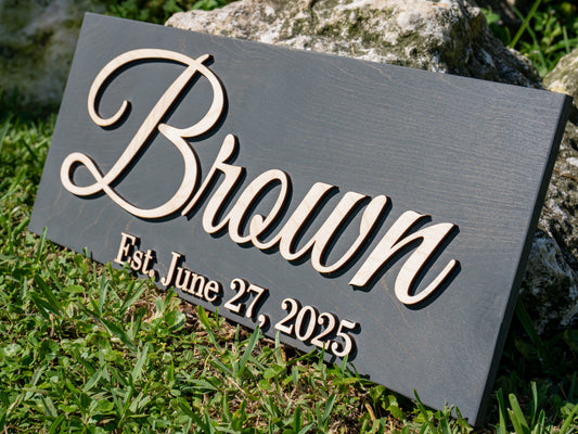 Personalized Wedding Gift Last Name Established Sign Family Name Sign Custom Wood Sign Wooden Anniversary Gift Couple Gift Personalized Sign