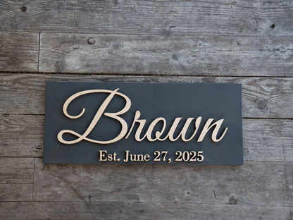Personalized Wedding Gift Last Name Established Sign Family Name Sign Custom Wood Sign Wooden Anniversary Gift Couple Gift Personalized Sign