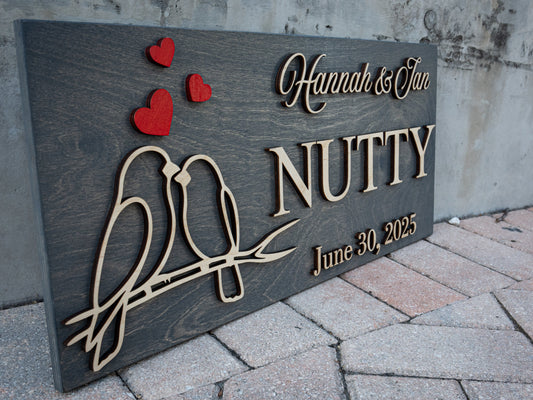 Custom Family Name Sign | Personalized Wooden Wedding Gift | Rustic Last Name Wood Plaque | Established Date Sign |Аnniversаrу (Nutty Style)