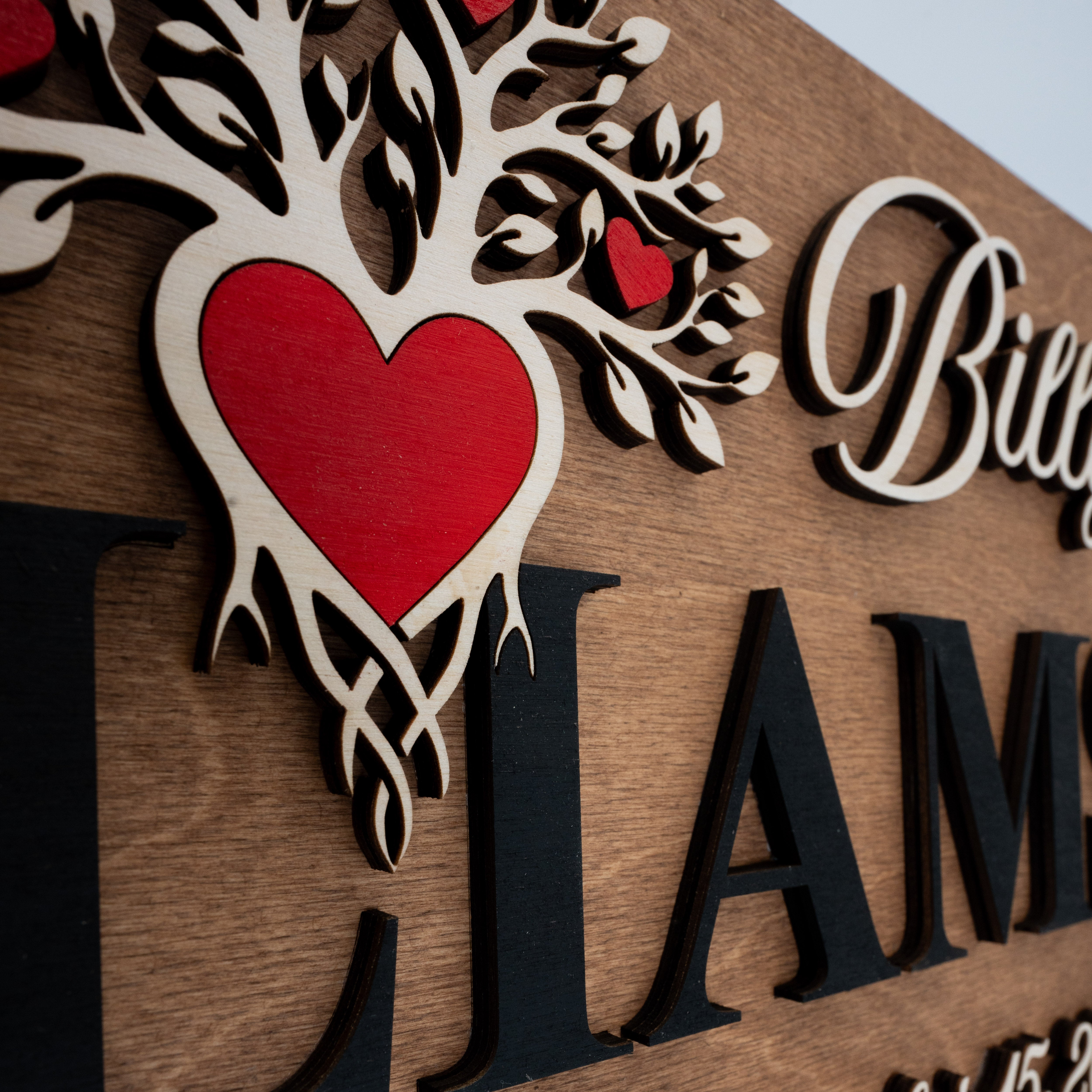 "Roots of Love" Custom 3D Family Sign - Personalized Tree of Life Wood Decor