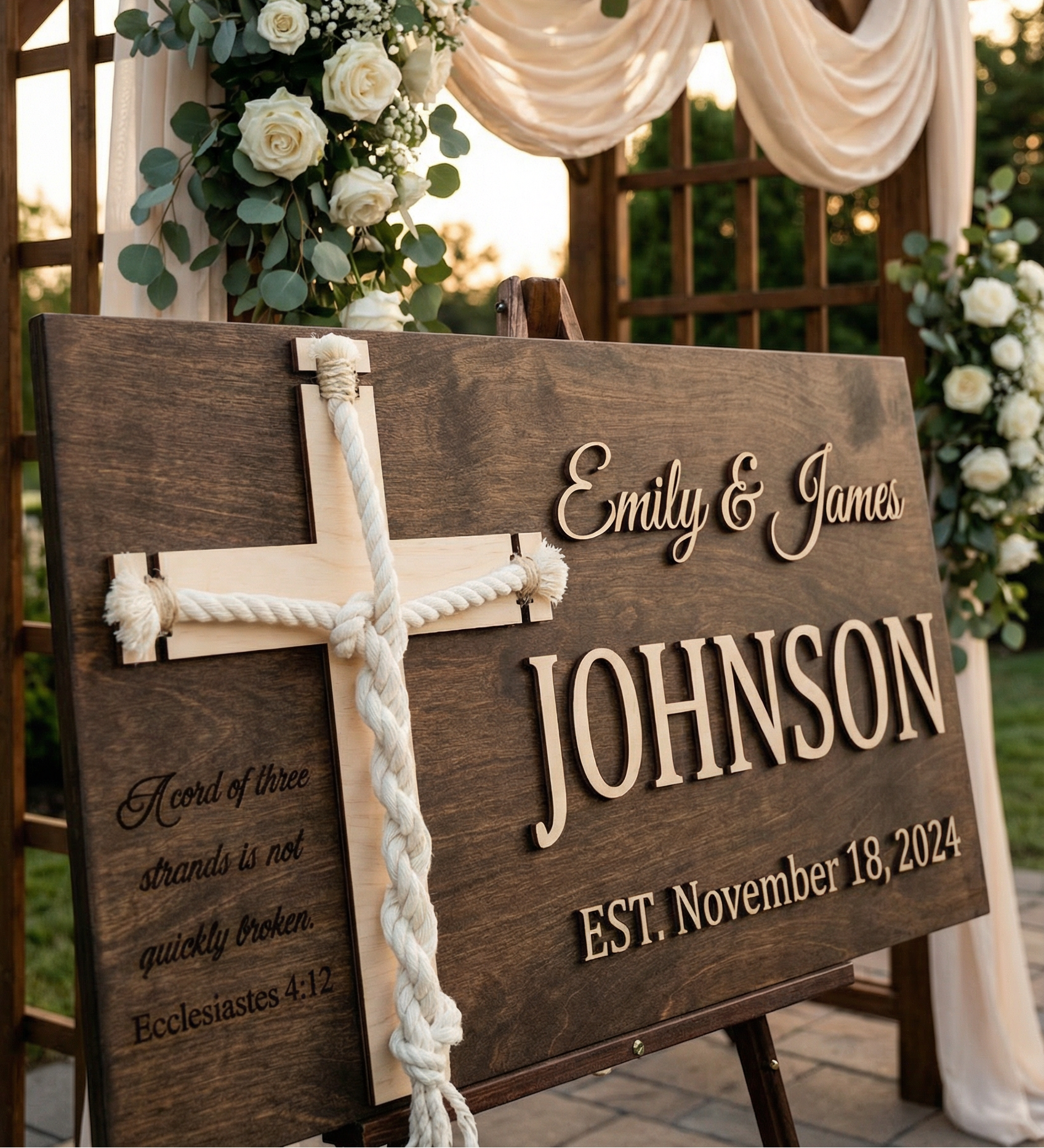 The Unity Cross: Cord of Three Strands Ceremony Sign Dark