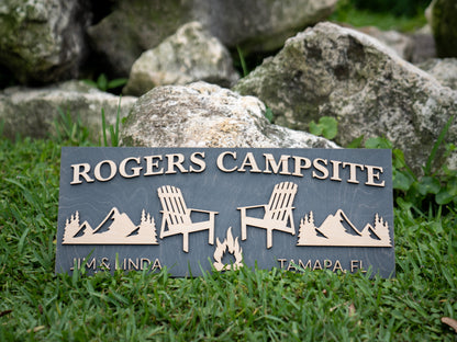 Personalized Wood Campfire Sign | Custom Camping Gifts | Cabin Decor | Camper Decor | Family Name Campsite Sign | Last Name Fire Pit Sign