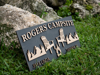 Personalized Wood Campfire Sign | Custom Camping Gifts | Cabin Decor | Camper Decor | Family Name Campsite Sign | Last Name Fire Pit Sign