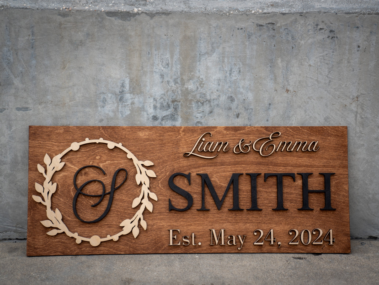 Last Name Sign | Custom Wood Sign | Established Sign | Personalized Wedding Gift | Wedding Sign | 3D Sign Family Name Sign Anniversary Gift