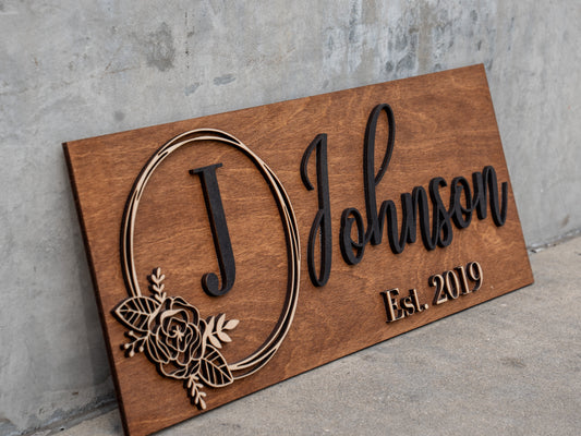 Personalized Wedding Gift Last Name Established Sign Family Name Sign Custom Wood Sign Wooden Anniversary Gift Couple Gift Personalized Sign