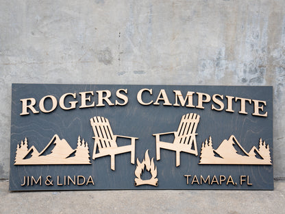 Personalized Wood Campfire Sign | Custom Camping Gifts | Cabin Decor | Camper Decor | Family Name Campsite Sign | Last Name Fire Pit Sign