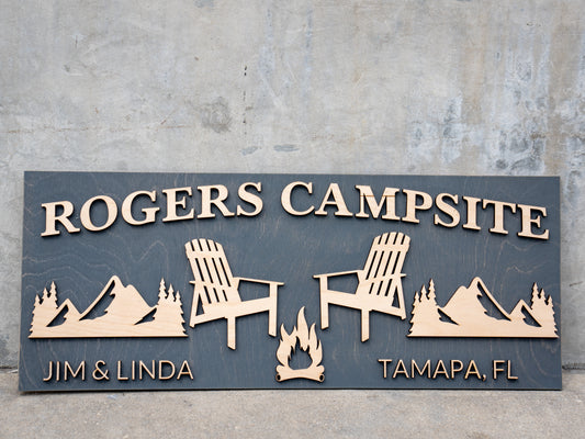 Personalized Wood Campfire Sign | Custom Camping Gifts | Cabin Decor | Camper Decor | Family Name Campsite Sign | Last Name Fire Pit Sign