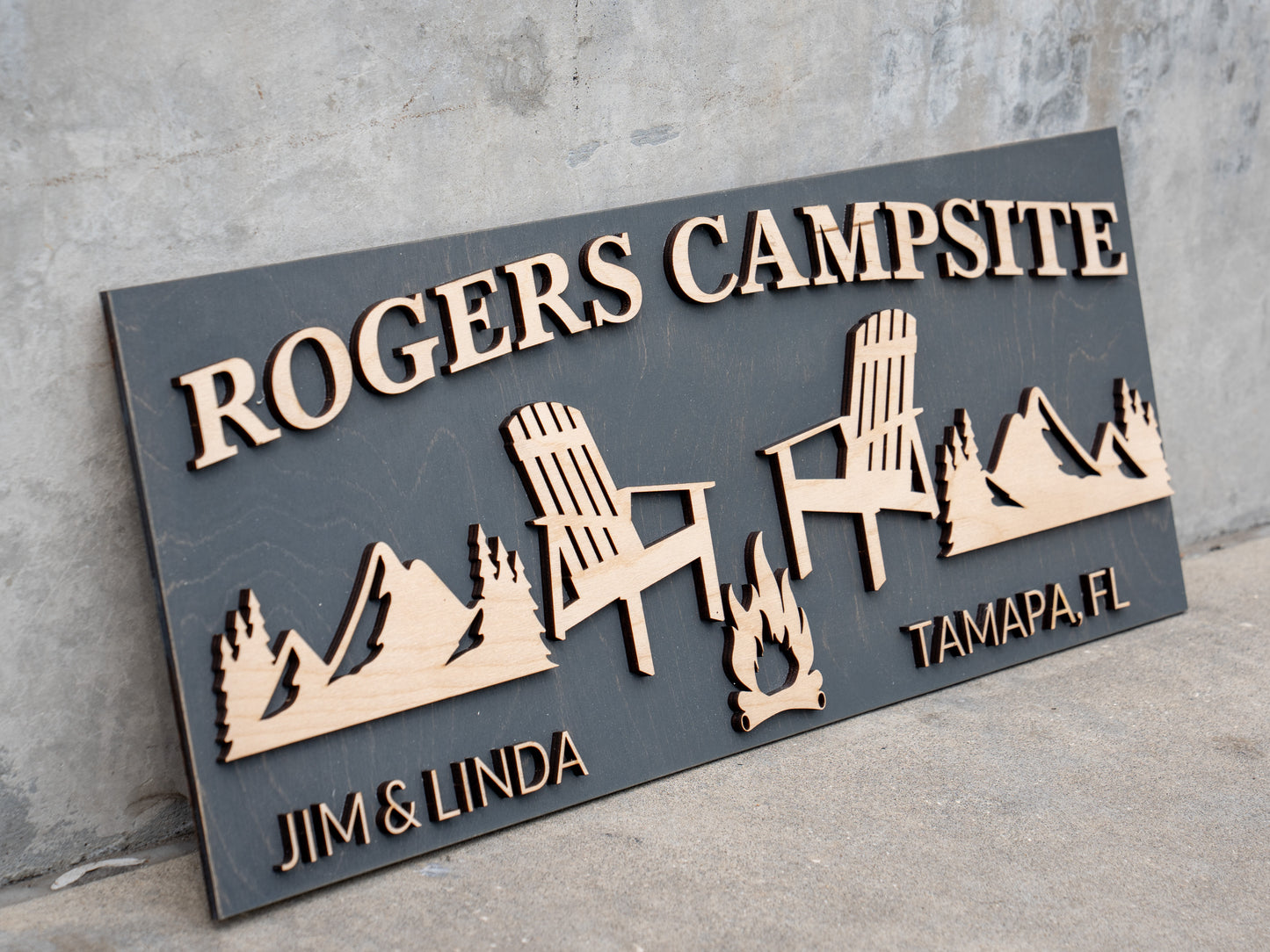 Personalized Wood Campfire Sign | Custom Camping Gifts | Cabin Decor | Camper Decor | Family Name Campsite Sign | Last Name Fire Pit Sign