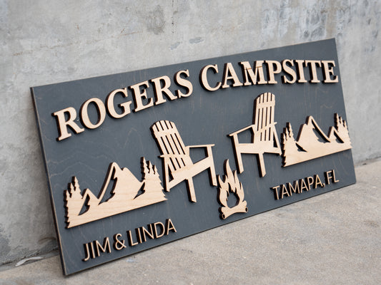 Personalized Wood Campfire Sign | Custom Camping Gifts | Cabin Decor | Camper Decor | Family Name Campsite Sign | Last Name Fire Pit Sign