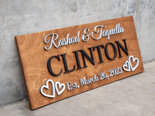 Personalized Wedding Gift Last Name Established Sign Family Name Sign Wooden Sign Custom Wood Sign Anniversary Couple Gift Personalized Sign