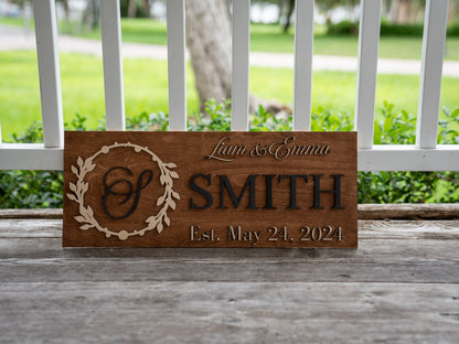 Last Name Sign | Custom Wood Sign | Established Sign | Personalized Wedding Gift | Wedding Sign | 3D Sign Family Name Sign Anniversary Gift