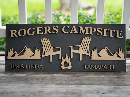 Personalized Wood Campfire Sign | Custom Camping Gifts | Cabin Decor | Camper Decor | Family Name Campsite Sign | Last Name Fire Pit Sign