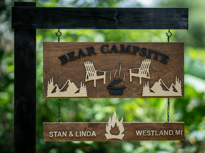 Personalized Wood Campfire Sign | Custom Camping Gifts | Cabin Decor | Camper Decor | Family Name Campsite Sign | Last Name Fire Pit Sign