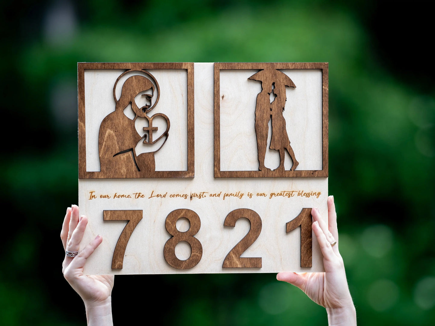 Custom Address Sign – “Our Home, Our Story” – Choose Your Icons WoodHarmonyUs