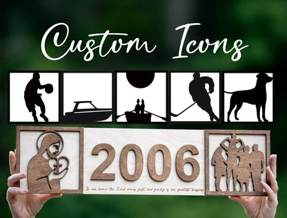 Custom Address Sign – “Our Home, Our Story” – Choose Your Icons WoodHarmonyUs