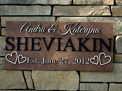Personalized Wedding Gift Last Name Established Sign Family Name Sign Wooden Sign Custom Wood Sign Anniversary Couple Gift Personalized Sign