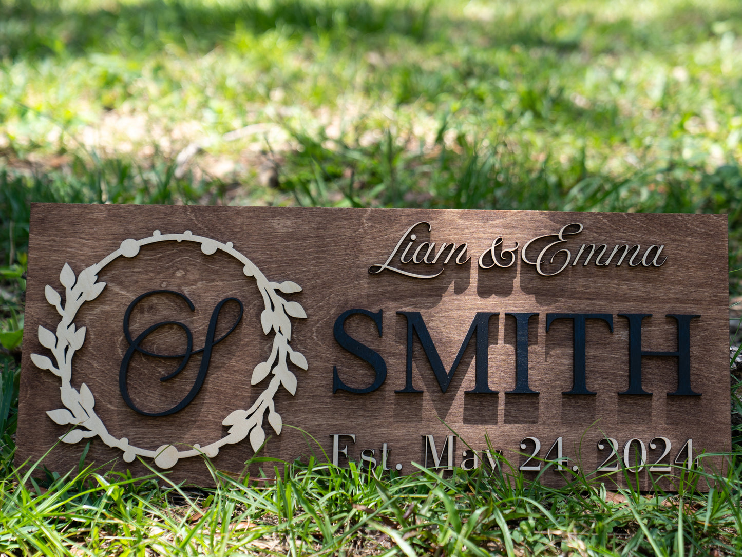 Last Name Sign | Custom Wood Sign | Established Sign | Personalized Wedding Gift | Wedding Sign | 3D Sign Family Name Sign Anniversary Gift