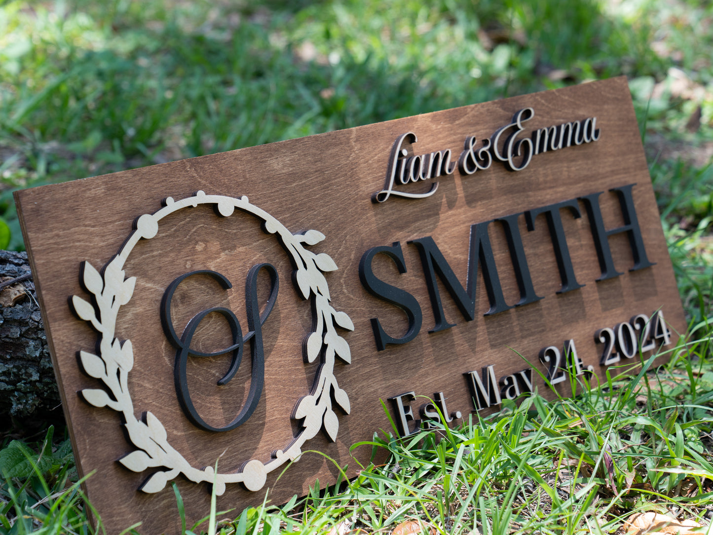 Last Name Sign | Custom Wood Sign | Established Sign | Personalized Wedding Gift | Wedding Sign | 3D Sign Family Name Sign Anniversary Gift