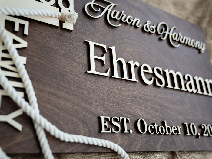 Raised letters with visible wood grain