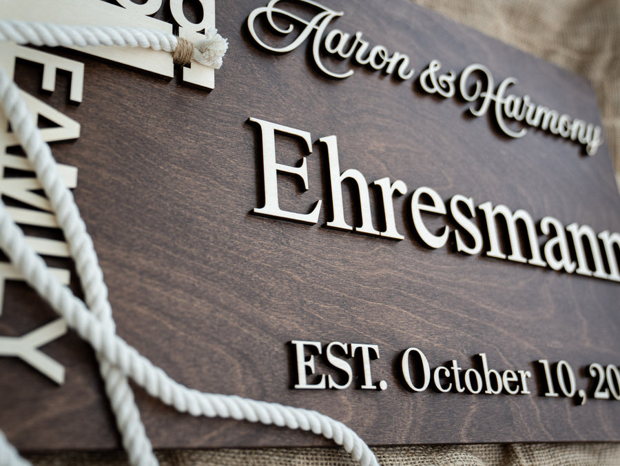 Raised letters with visible wood grain
