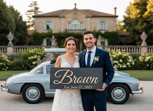 Custom Family Name Sign | Personalized Wooden Wedding Gift | Rustic Last Name Wood Plaque | Established Date Sign |Аnniversаrу (Brown Style)