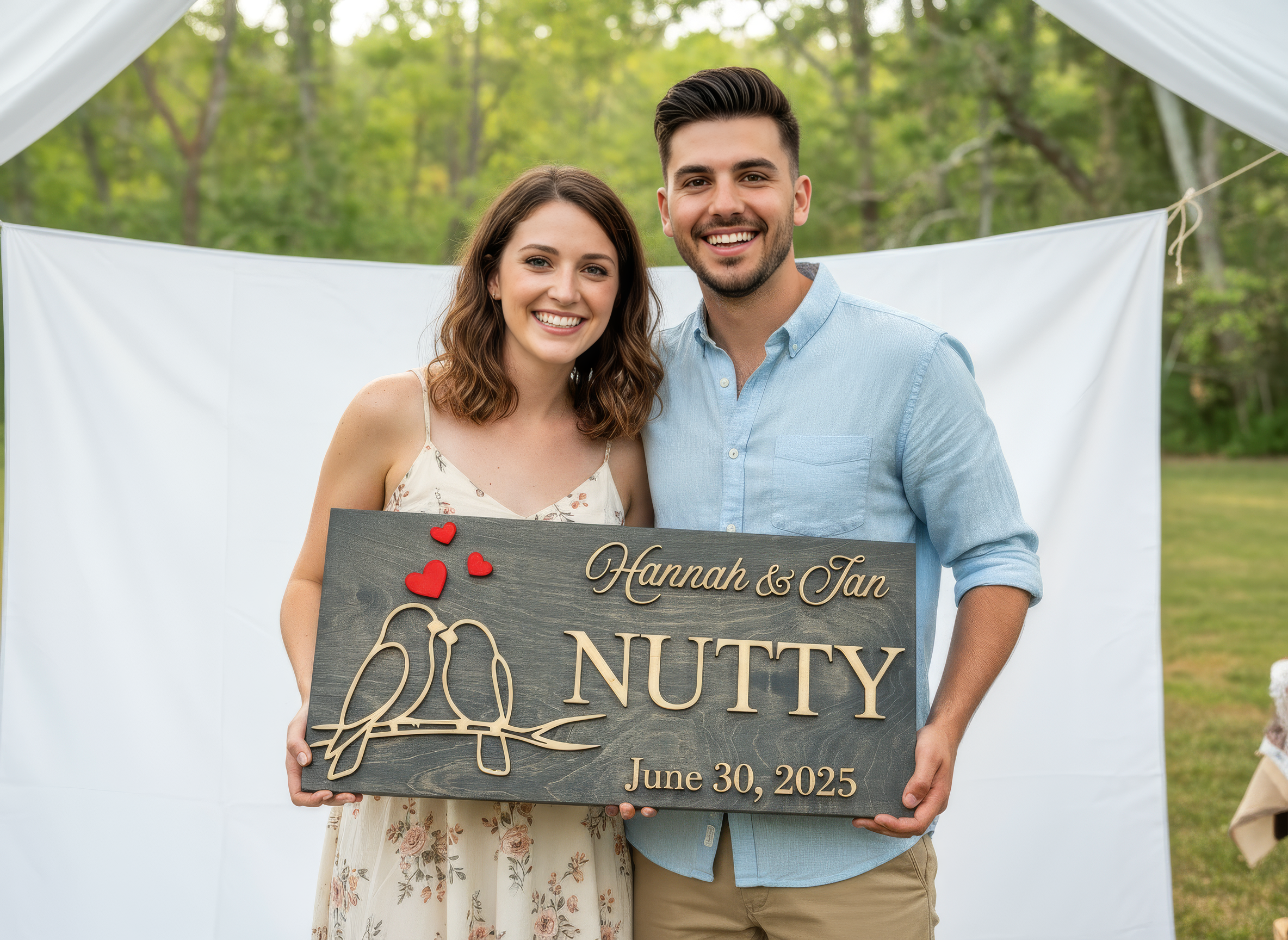 Personalized Lovebirds 3D Wood Sign | Custom Family Name & Wedding Date Plaque | Rustic Couple’s Gift