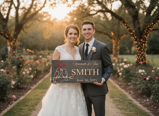 Lovebirds Family Name Sign
