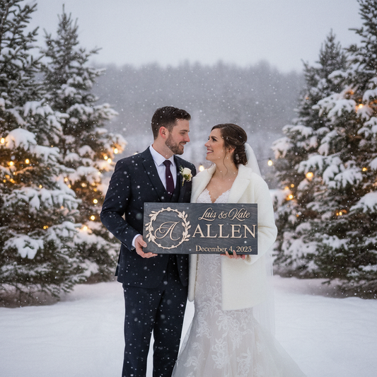 Laurel Wreath Family Sign