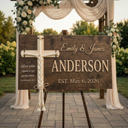 Unity Ceremony Ideas, Cord of Three Strands Wedding Sign, Handfasting Cord, Christian Marriage Keepsake, White Letters