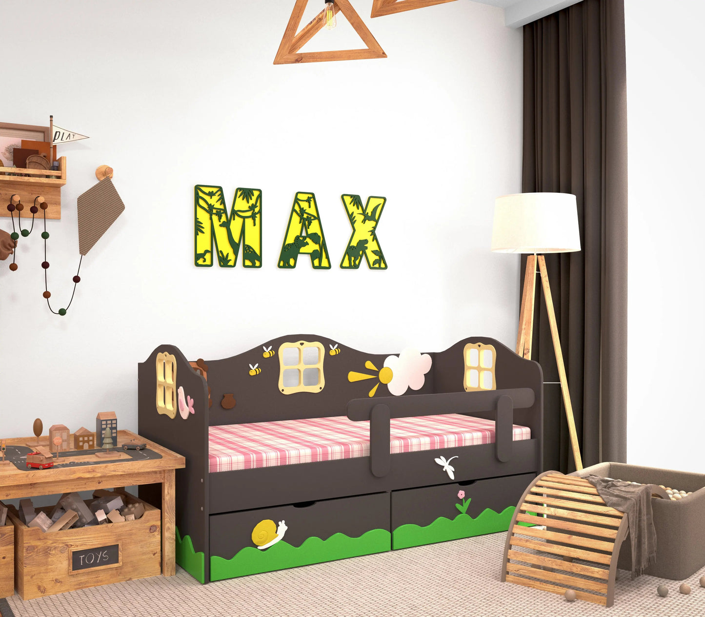 Personalized DINOSAUR Name Sign | Custom Nursery Decor | DINOSAUR Themed Cut-Out Name Sign | Layered Wooden Name Sign for Kids Room My Store