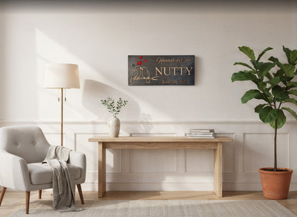 Personalized Lovebirds 3D wood family name sign with wedding date — rustic couple's gift