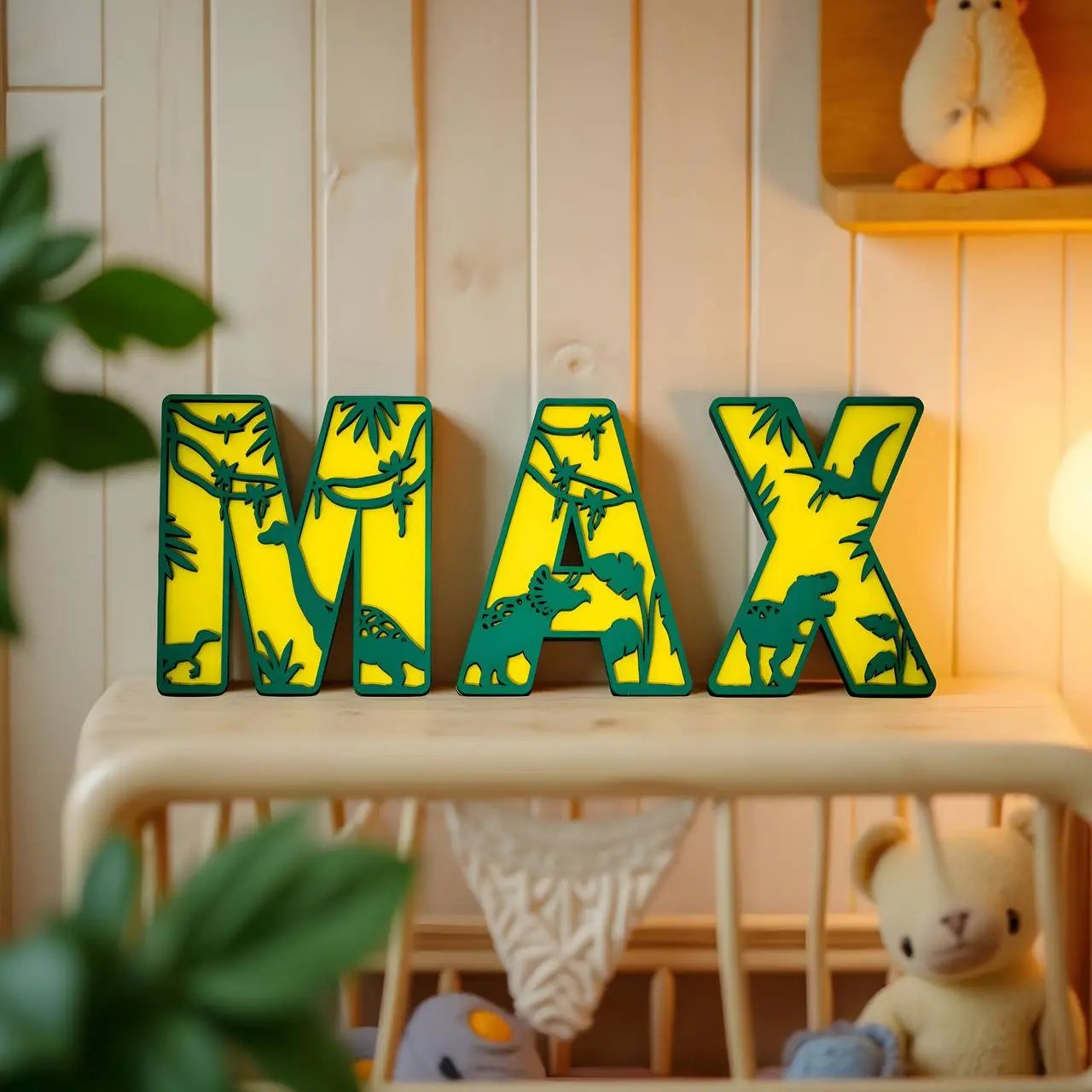 Personalized DINOSAUR Name Sign | Custom Nursery Decor | DINOSAUR Themed Cut-Out Name Sign | Layered Wooden Name Sign for Kids Room My Store