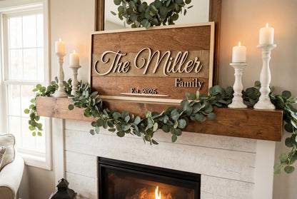 Personalized 3D wood and burlap family name sign with established date