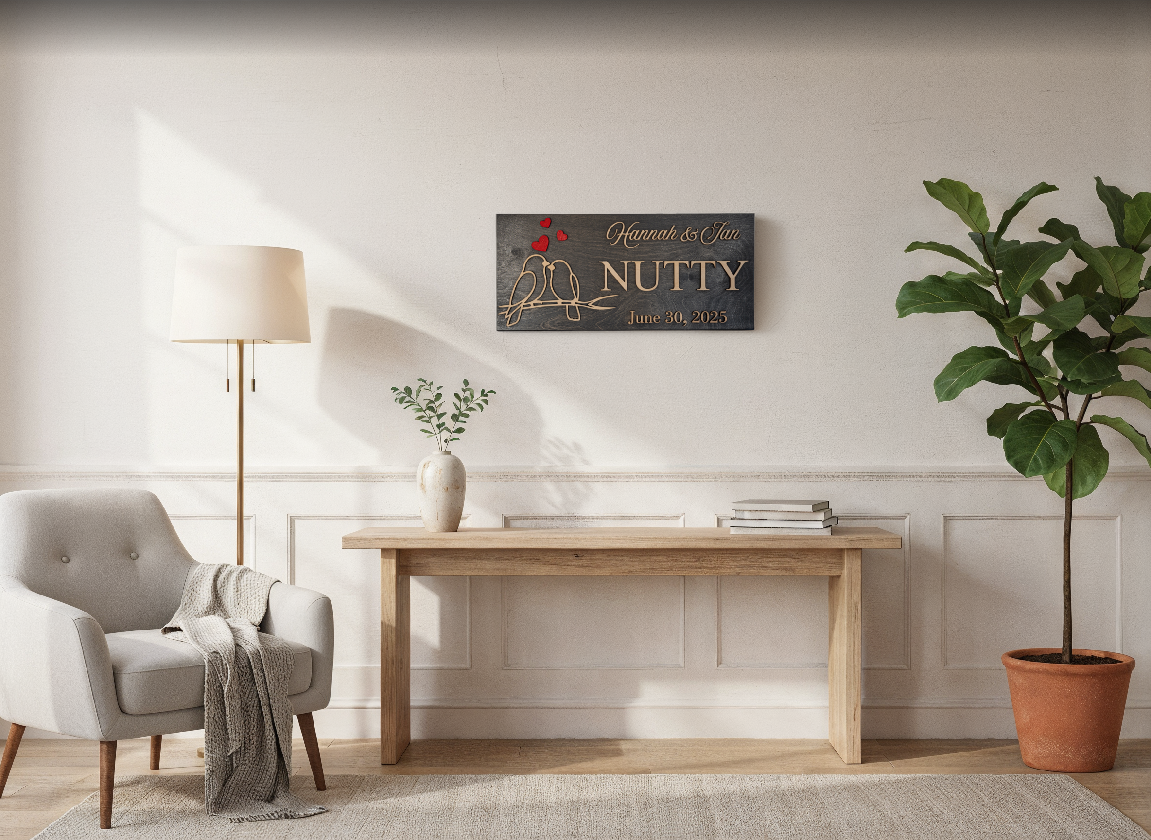 Lovebirds Family Name Sign